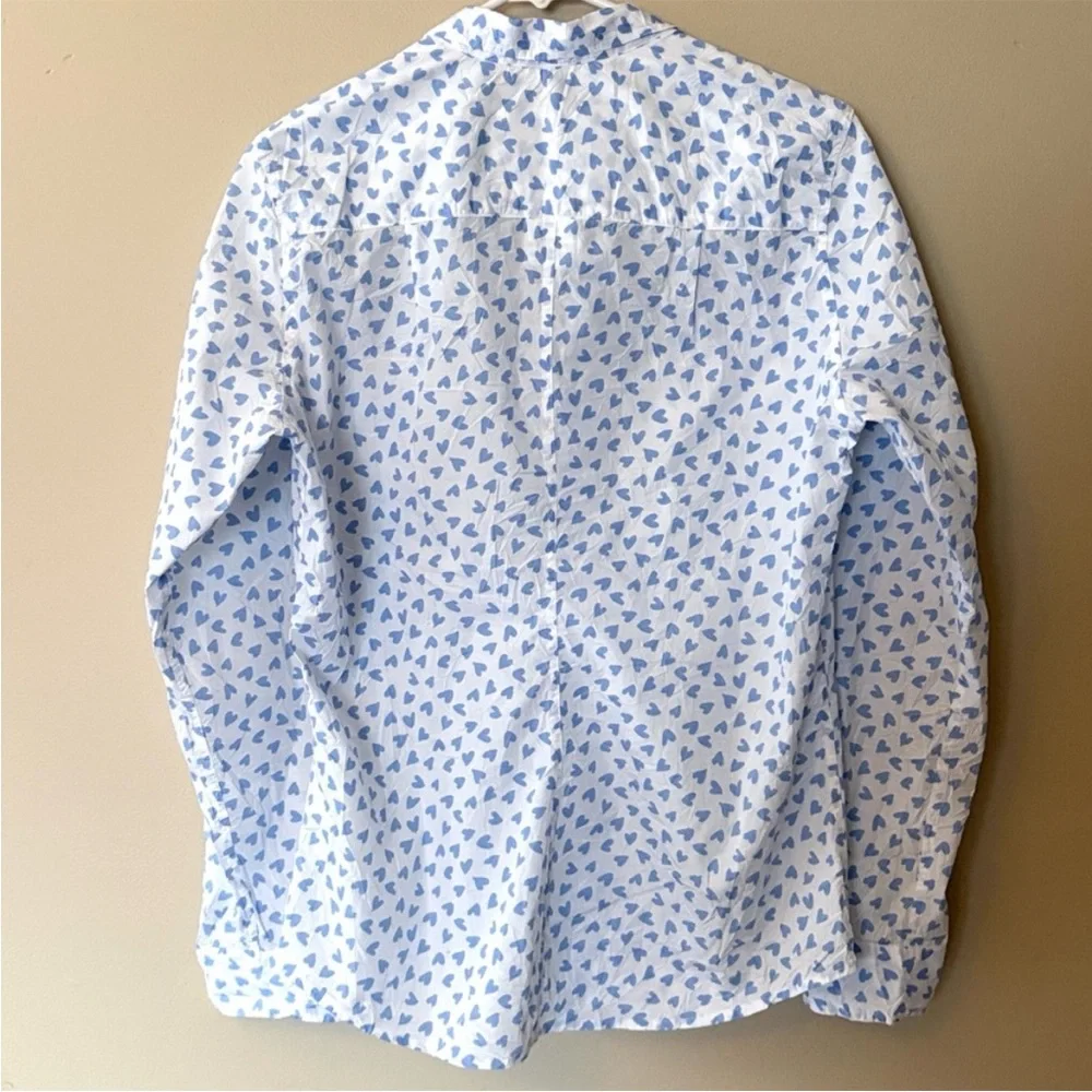 Like New Frank & Eileen Barry Button Down Top Signature Crinkle Hearts Large - Picture 8 of 11